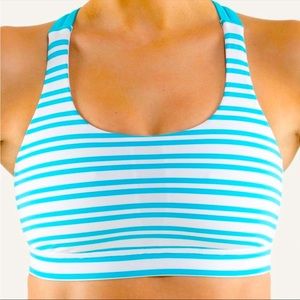 Lululemon Energy Bra with Blue and White Stripes